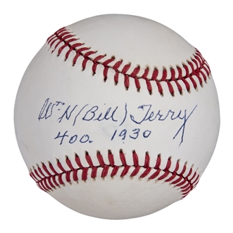 Bill Terry Signed & Inscribed ONL Giamatti Baseball (PSA/DNA)